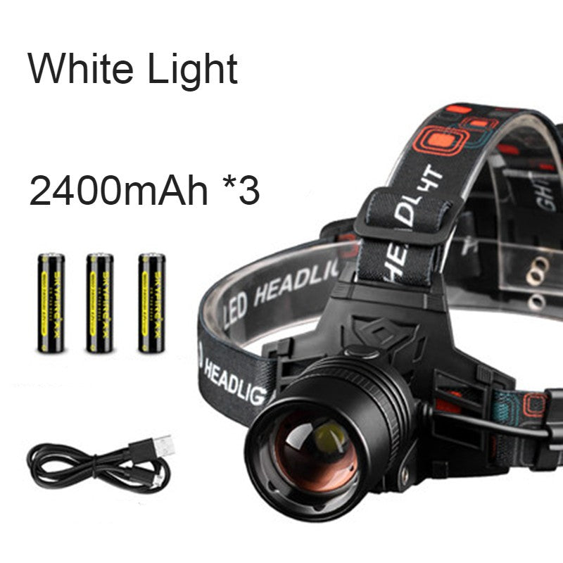 Kalsten | Rechargeable Waterproof Bright LED Work Headlamp, with Zoomable Light, 3 Light Modes & Powerbank, for Camping, Hiking, Hunting, Outdoors