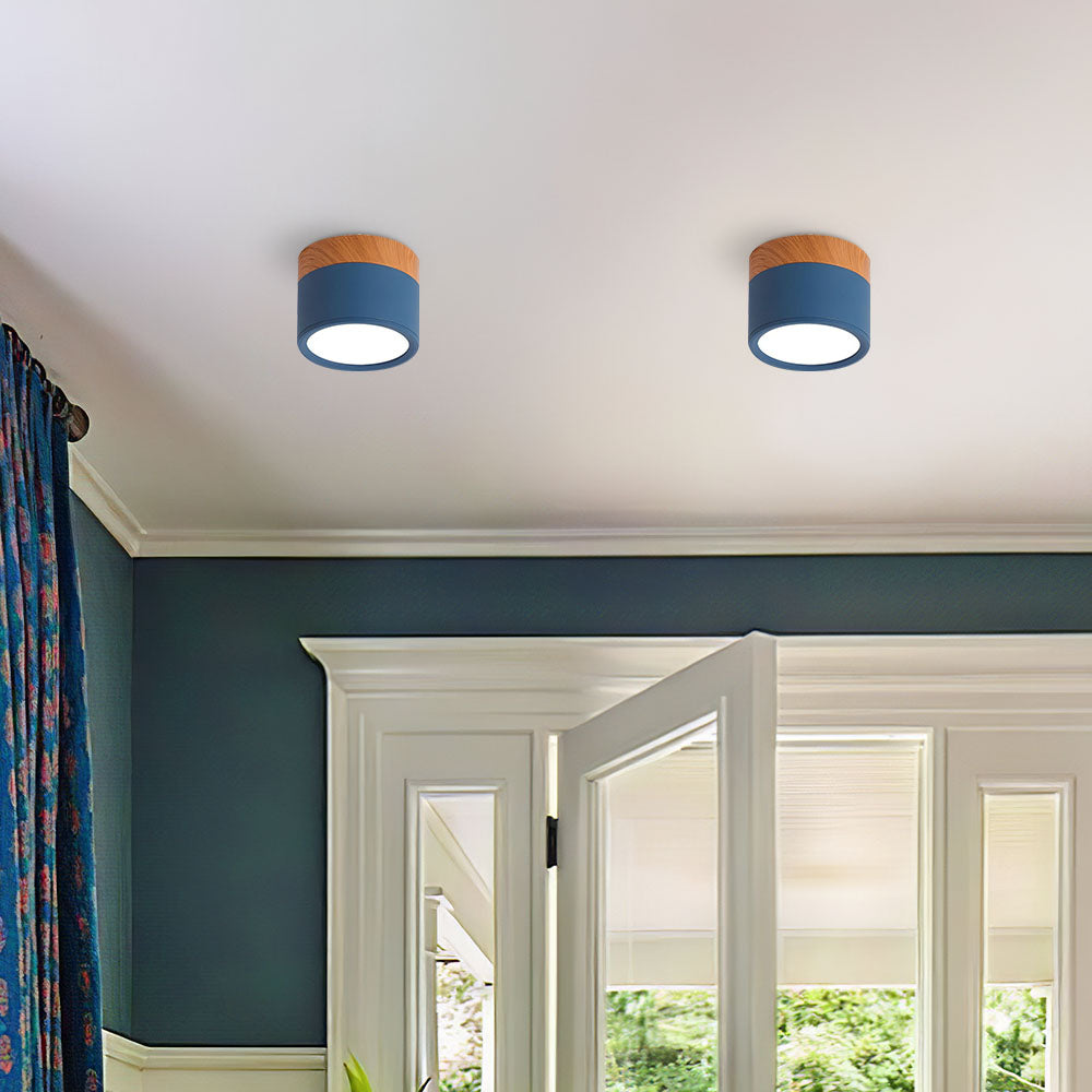 Pink Wood Flush Mount Ceiling Lamp Kalsten