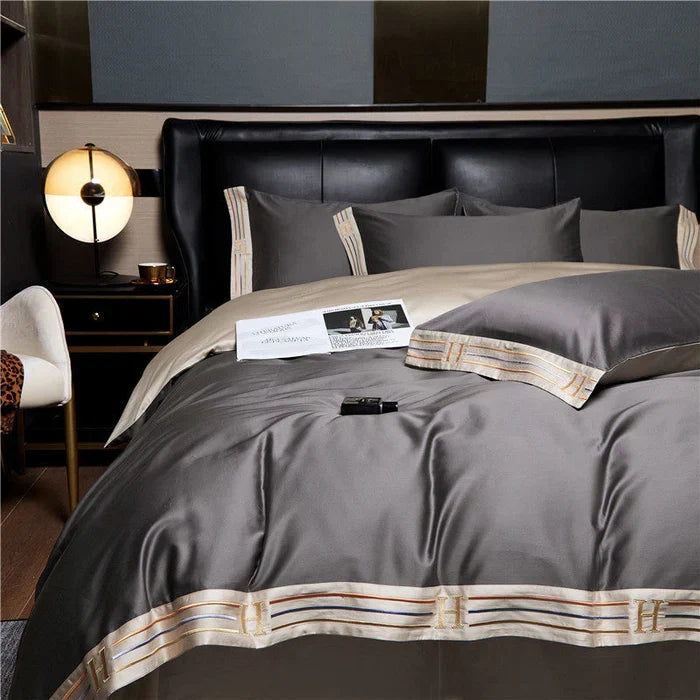 Satin Cotton Embroidered Bedding Set - Luxora | Kalsten