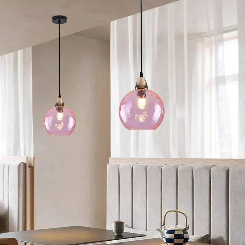 Pendant Light Ripple Glass 7.9 in Sphere Adjustable Dining Room Kitchen Hanging Ceiling Lamp Modern Nordic Minimalist Fixture | Kalsten