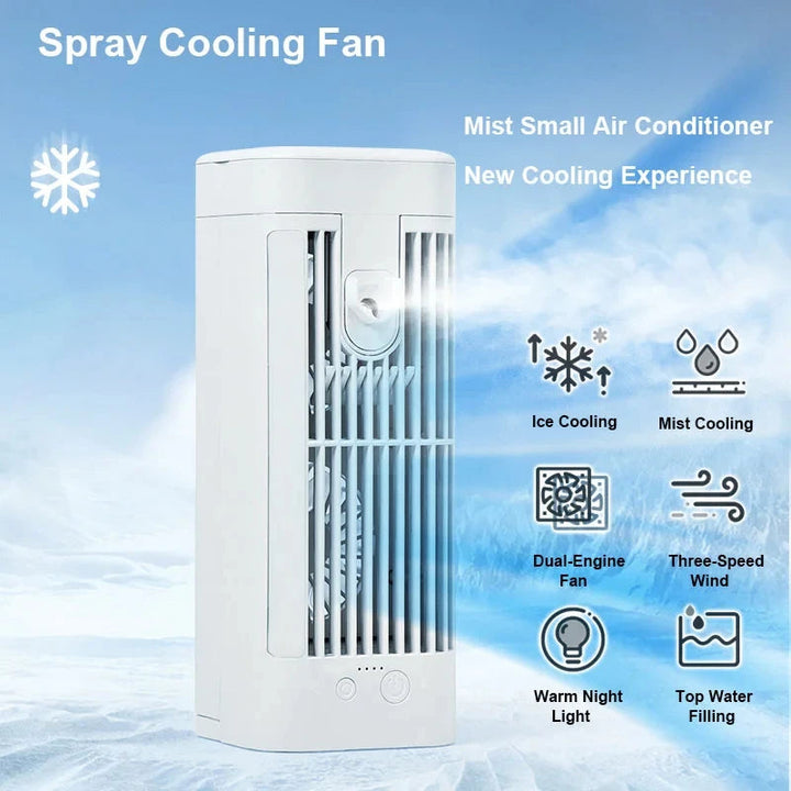 Mini Portable Air Conditioner Desk Fan with Spray Cooling | Kalsten