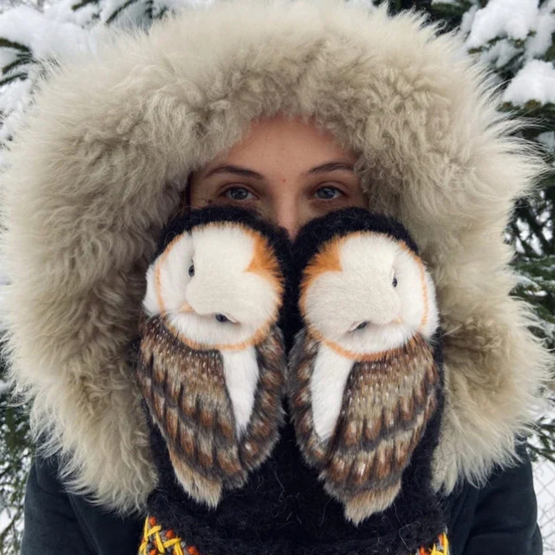 Kalsten | Hand Knitted Wool Nordic Mittens With Owls