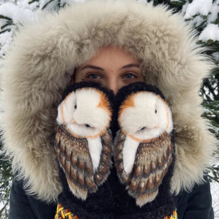 Kalsten | Hand Knitted Wool Nordic Mittens With Owls