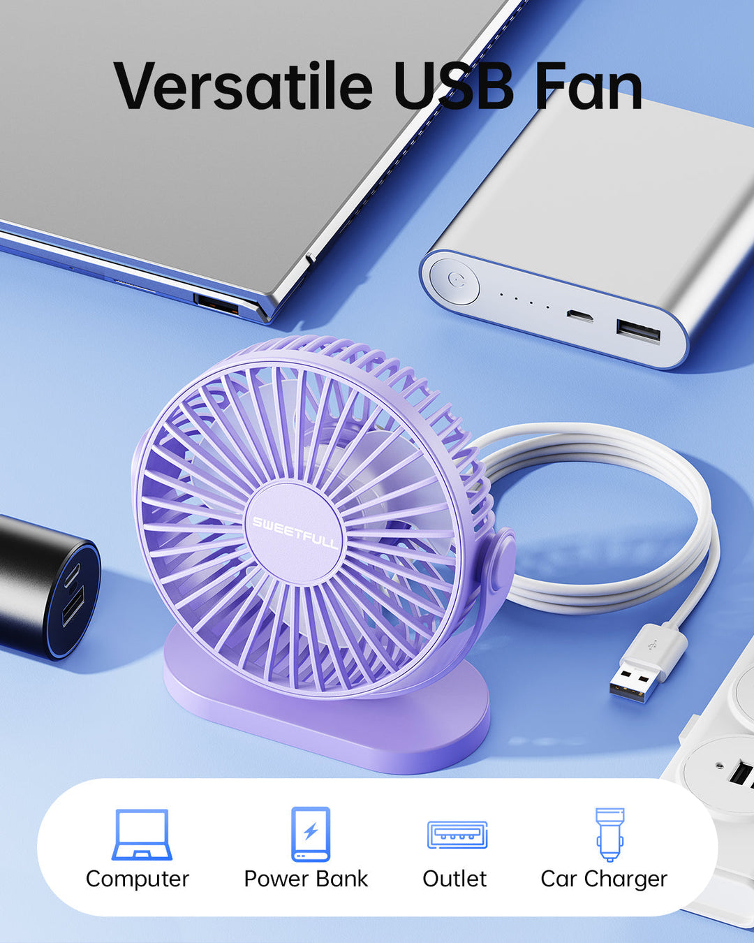 2-in-1 Hook & Desk Fan - 3-Speed with 360° Rotation | Kalsten