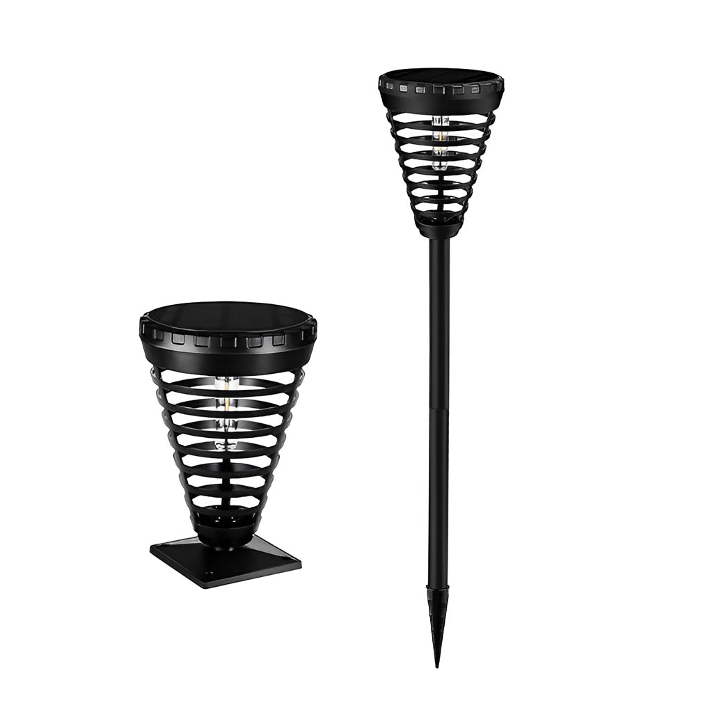 Round Intelligent LED IP65 Waterproof Black Modern Solar Garden Lights | Kalsten