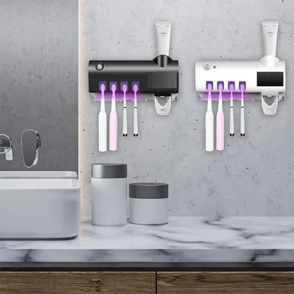 Skanto | Smart UV Light Sterilizer Toothbrush Holder, Wall-Mounted Toothpaste Dispenser