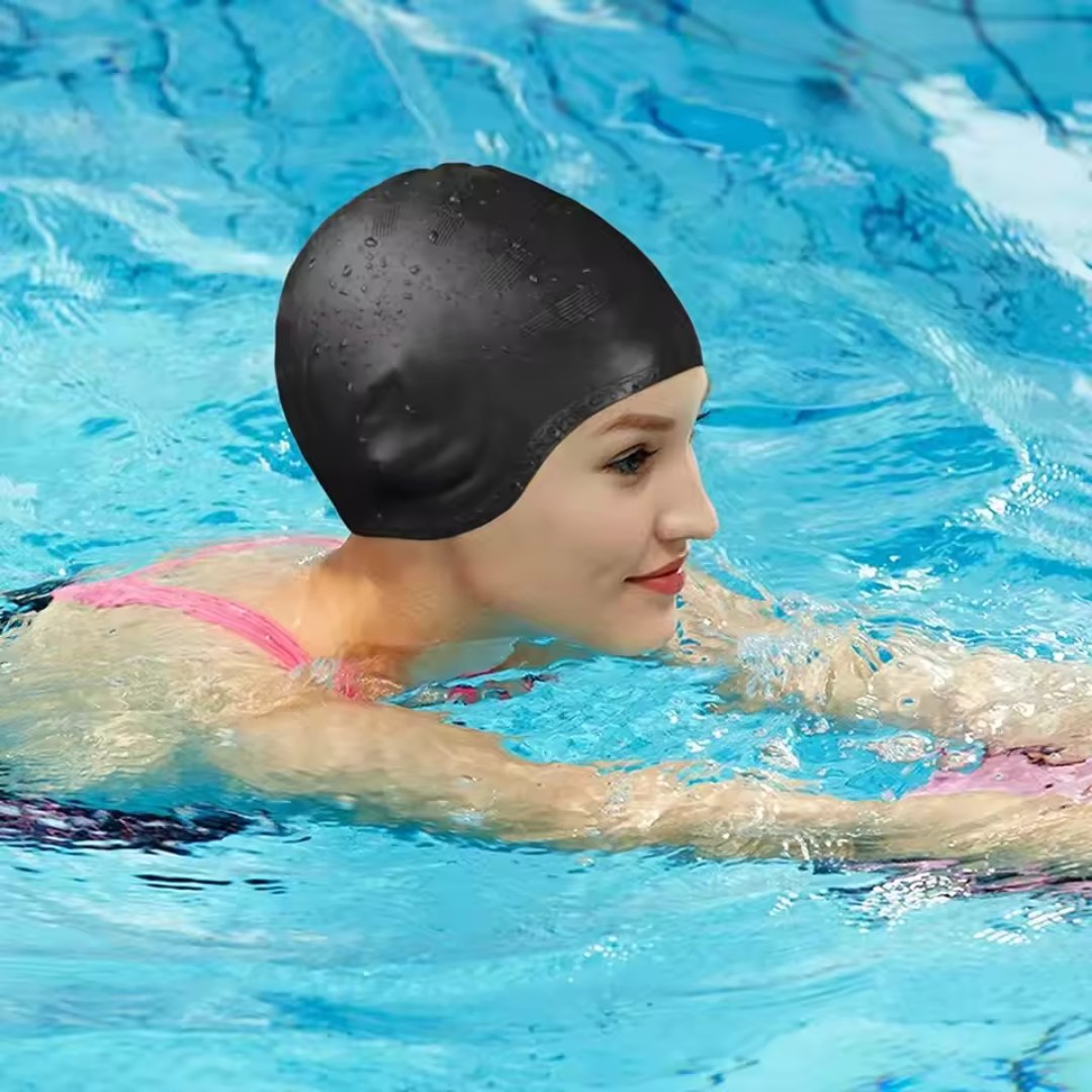 Kalsten | Silicone Swim Cap with Ear Protection for Long Hair