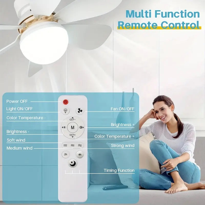 2-in-1 LED Ceiling Fan Light with Remote Control, E27/B22 Base | Kalsten