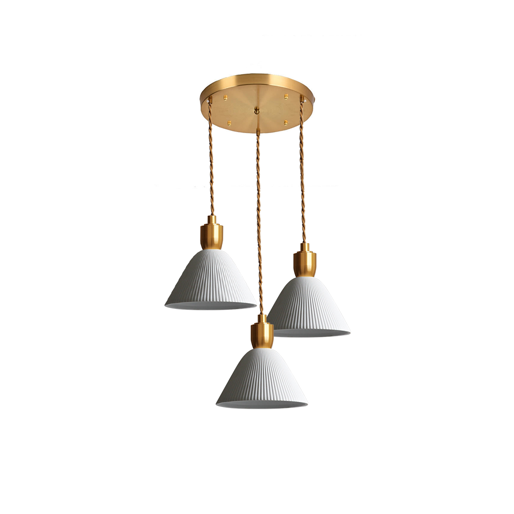Retro Pleated Ceramic Brass Cocoon Pendant Lamp | Kalsten