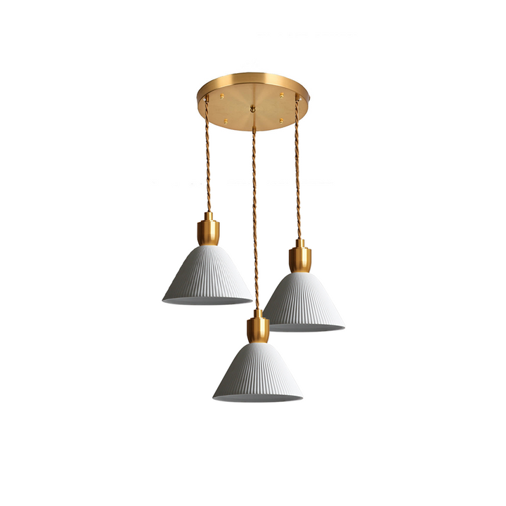 Retro Pleated Ceramic Brass Cocoon Pendant Lamp | Kalsten
