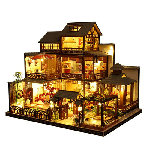 Skanto | Large Realistic Dollhouse | DIY Wooden Model with LED | Farmhouse Style