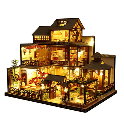Skanto | Large Realistic Dollhouse | DIY Wooden Model with LED | Farmhouse Style
