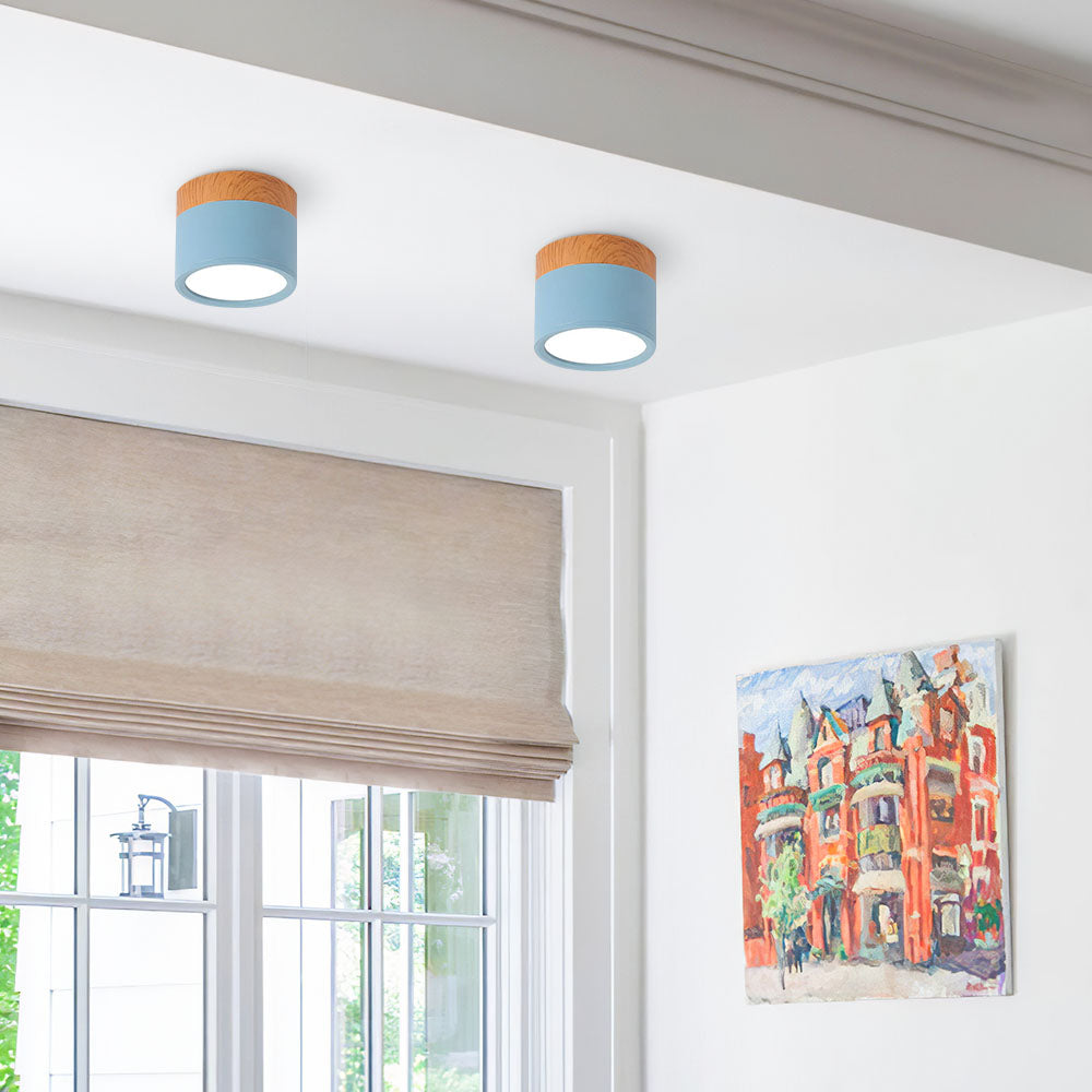 Pink Wood Flush Mount Ceiling Lamp Kalsten