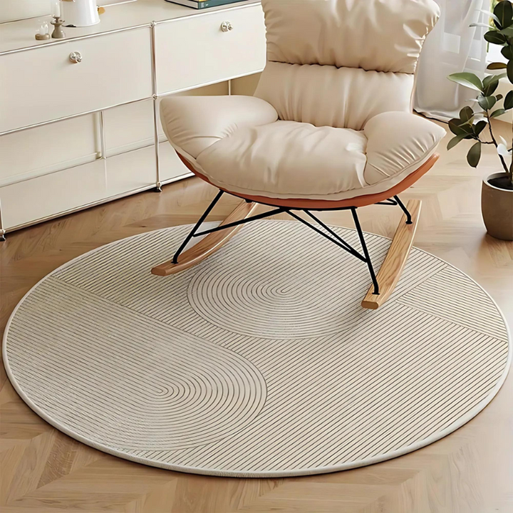 Round rug in Scandinavian design – Modern anti-slip rug for living room & bedroom | Kalsten