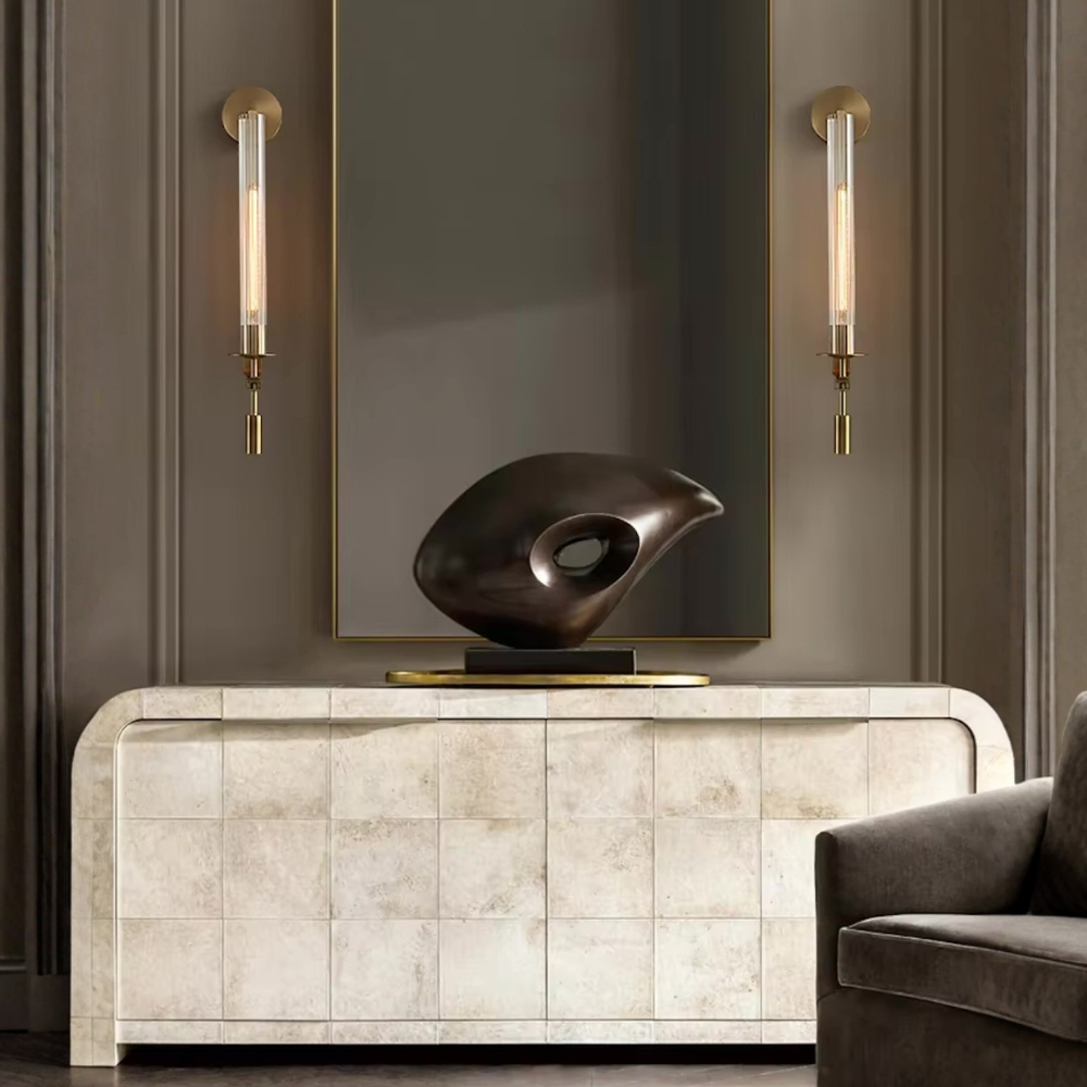 Clarion Fluted Glass & Iron Wall Sconce