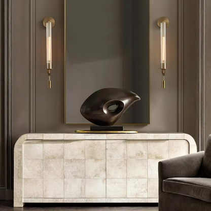 Clarion Fluted Glass & Iron Wall Sconce