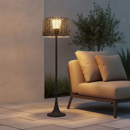 Solar Rattan Outdoor Patio Floor Lamp