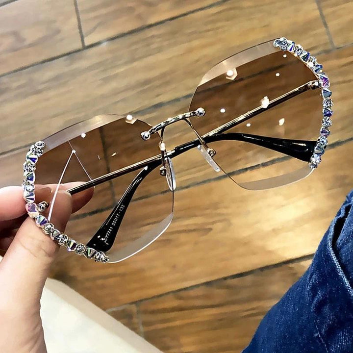 Rimless Sunglasses with Crystal | Kalsten