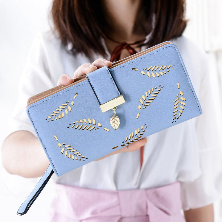 Ladies long wallet with leaf pattern | Kalsten