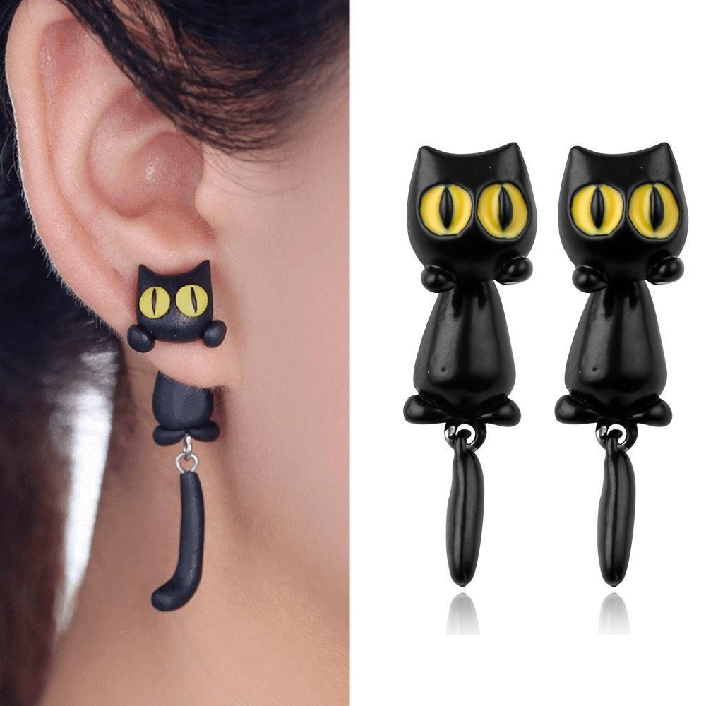 Unique Cat Earrings Yellow Eyes | Kalsten