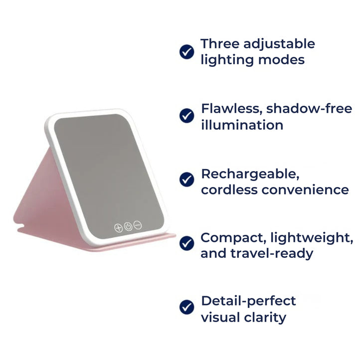 Adjustable 3-Colour Lighting – Rechargeable Portable Design – Perfect for Travellers & Beauty Fans Kalsten