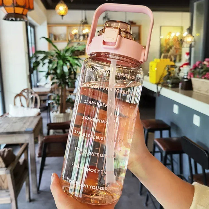 Kalsten | 2L Portable Sports Water Bottle with Straw and Time Markings