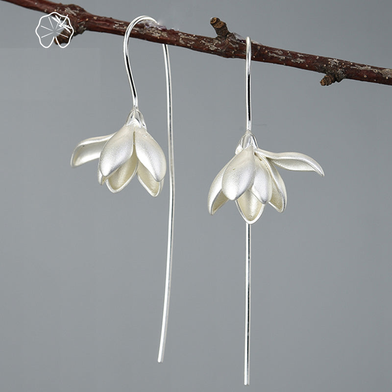 BowLift | 18K Gold Elegant Magnolia Flower Dangle Earrings