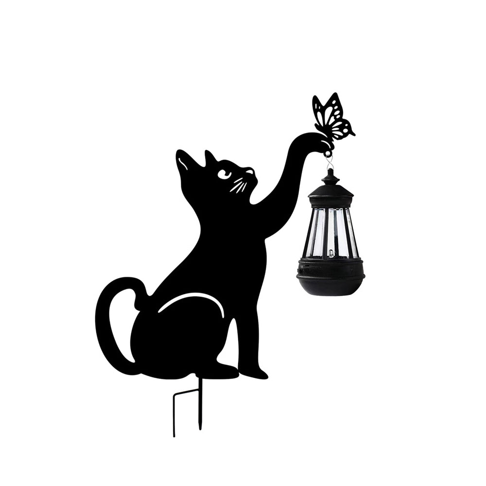 Iron Silhouette Cat Waterproof Intelligent LED Black Hanging Solar Lights | Kalsten