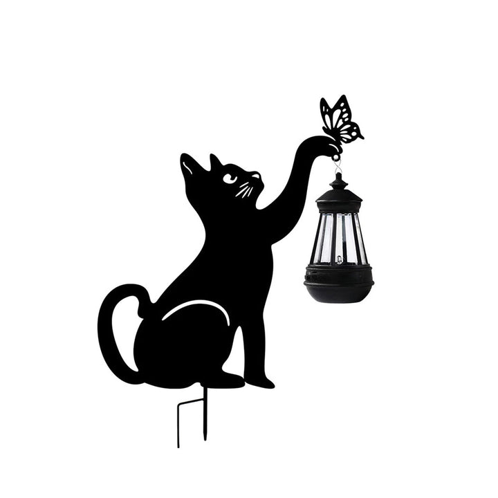Iron Silhouette Cat Waterproof Intelligent LED Black Hanging Solar Lights | Kalsten