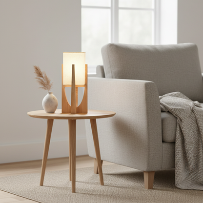 SolaceColumn Wooden-Base Table & Floor Lamp