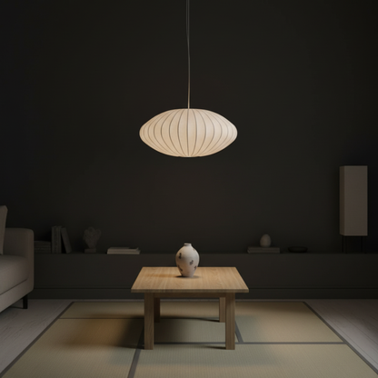 Japandi Silk-Shade Dining Chandelier