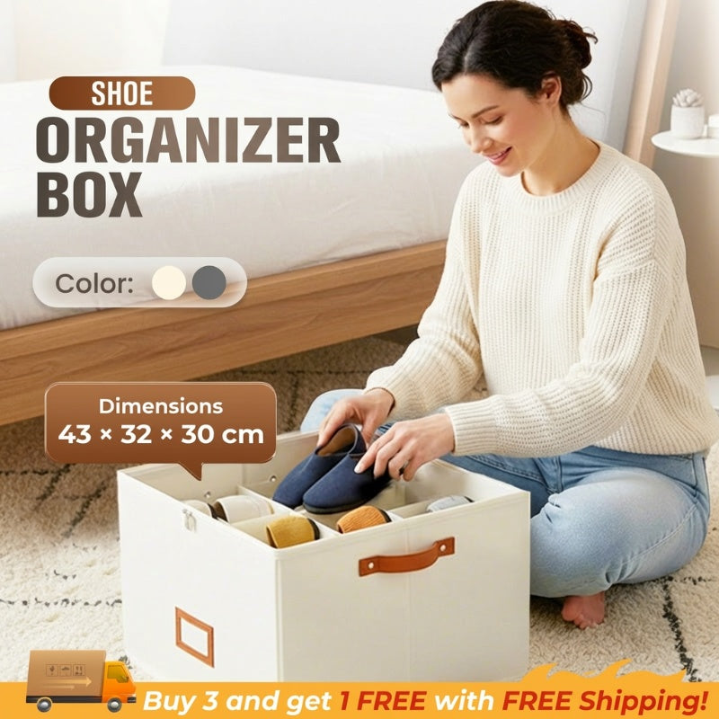 Foldable shoe box made of fabric with lid | Kalsten