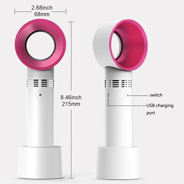 1pc USB Rechargeable Bladeless Handheld Fan - Portable Mini Desk Fan with 3 Speeds for Travel, Camping, Office, and Room Use | Kalsten