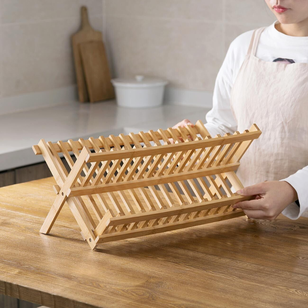 Bamboo drying rack with vertical compartments | Kalsten
