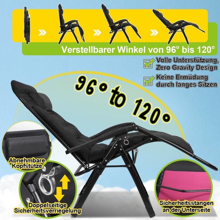 Sun Lounger Folding Deck Chair up to 200kg | Kalsten