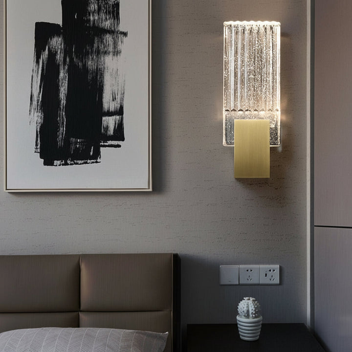 LED Wall Sconce Light – Postmodern Crystal Gold Stainless Steel (33x13cm / 13x5in) | Kalsten