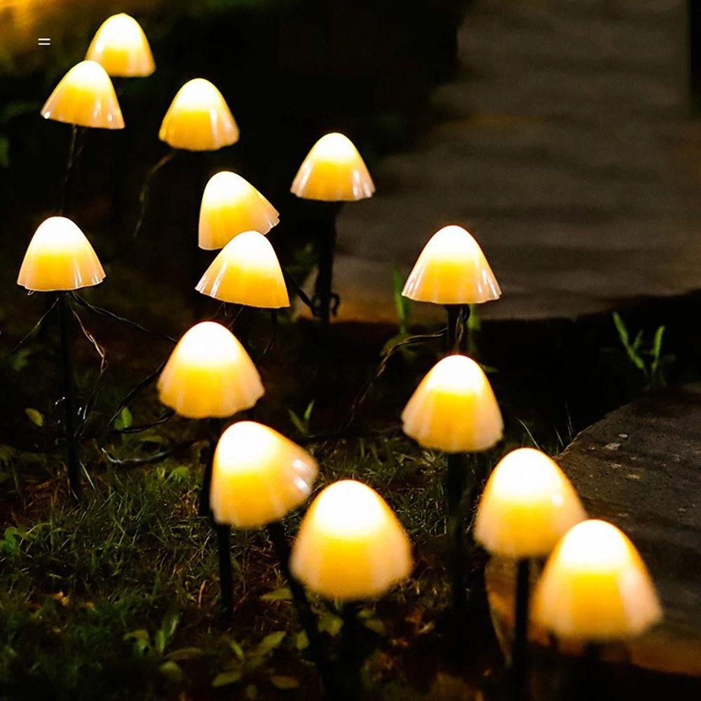 Outdoor Mini Mushroom RGB Solar 16.40 ft String Lights | Kalsten