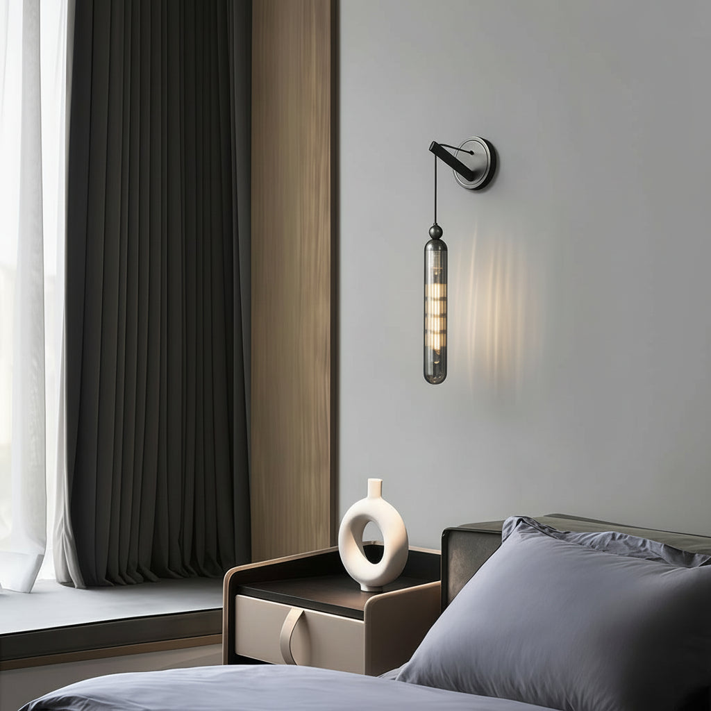 LED Wall Sconce – Minimalist Brass Glass Globe Pendant G9 (12x45cm) | Kalsten