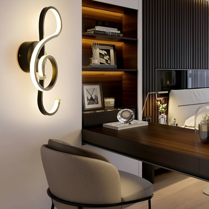 Musical Note LED Wall Sconce – Modern Artistic Music Decor Wall Lamp (Black/White) | Kalsten