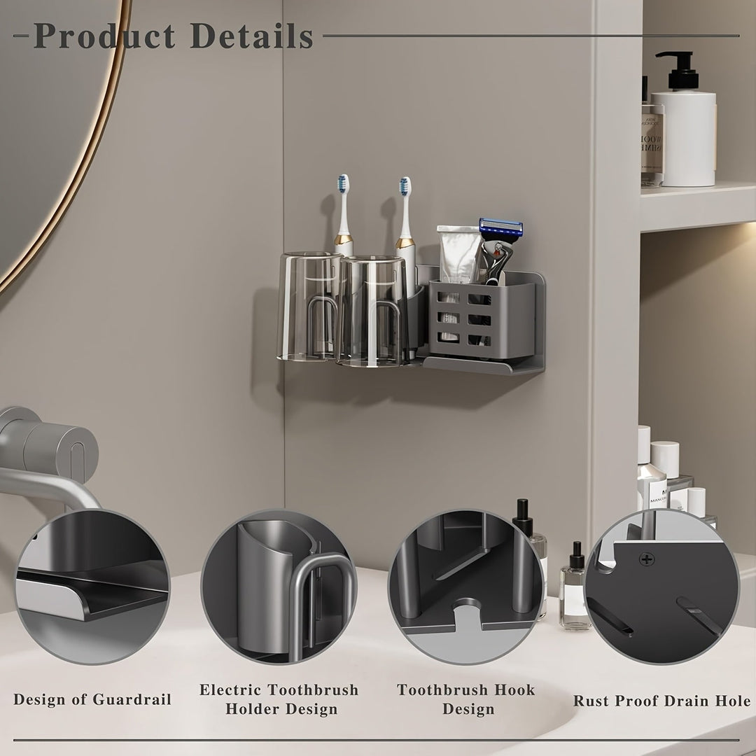 Kalsten | BristleHub Wall-Mounted Electric Toothbrush Holder – Aluminium Bathroom Organiser with Drainage Holes