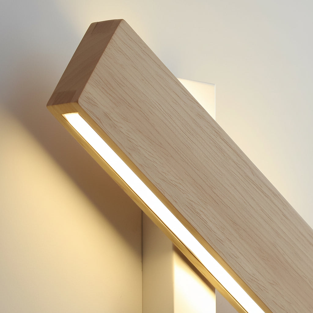 Nordic Wood LED Wall Sconce – 360° Rotatable Bedside Wall Lamp (Warm White) | Kalsten