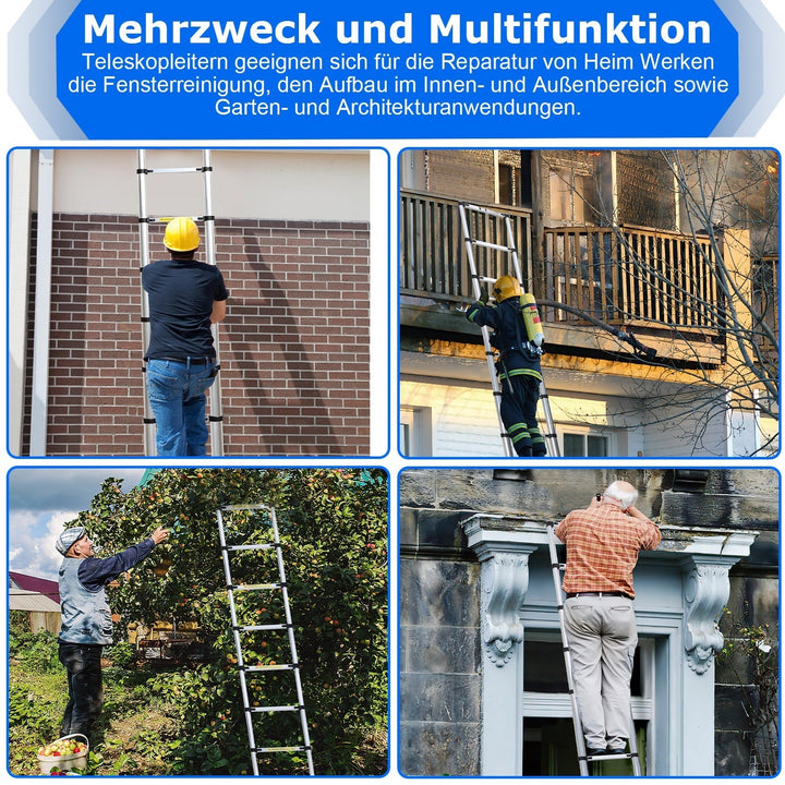 Telescopic Ladder Aluminum Load capacity up to 150kg 2.6m-5m | Kalsten