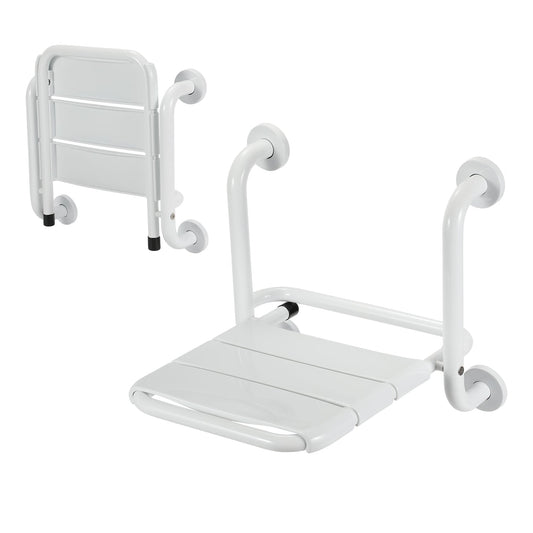 Foldable Shower Seat with Armrests Wall Mount | Karnz