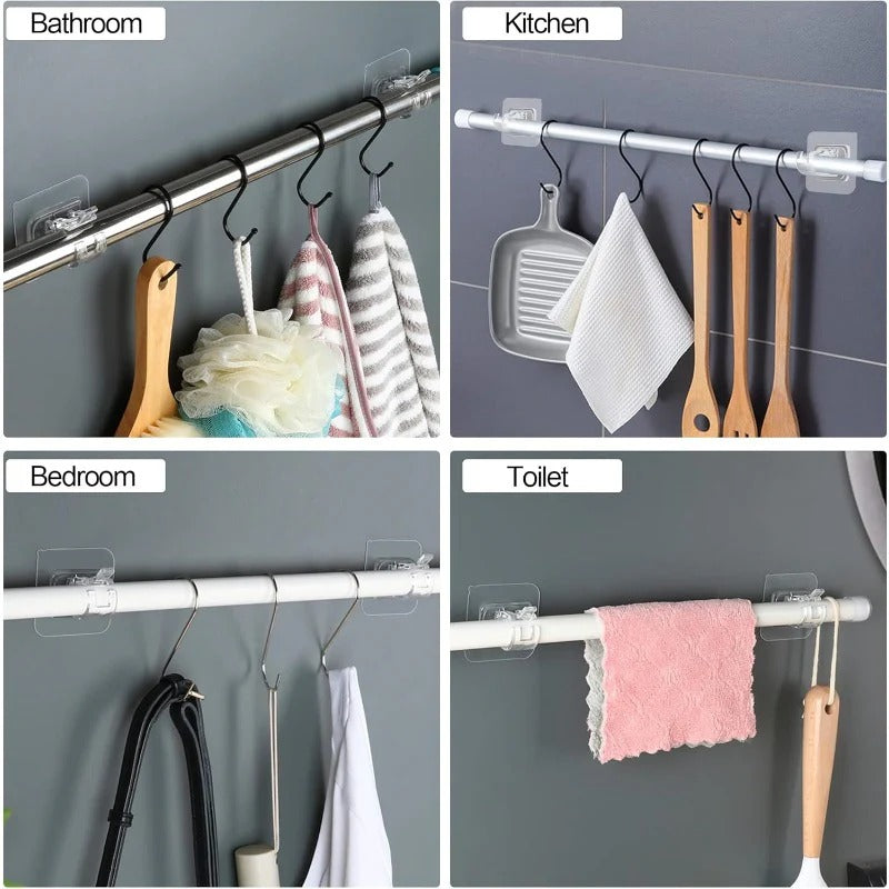 Skanto | Nail-Free Adjustable Curtain Rod Brackets Holder – Drill-Free & Wall-Safe