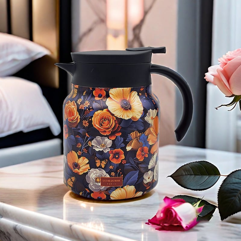 Kalsten | Vintage Floral Pattern Tea Thermos – Built-In Infuser