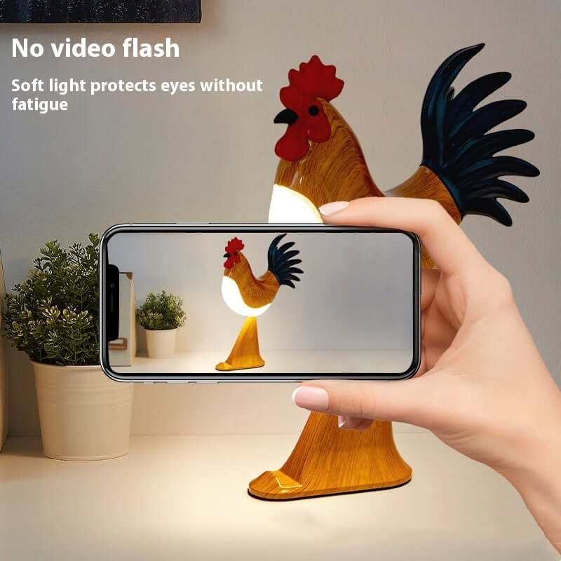 LED Rooster Night Light Touch With Sound Rechargeable Bedroom Bedside Lamp Dimmable Car Ambience Aroma Carrying Lamp Home Decor | Kalsten