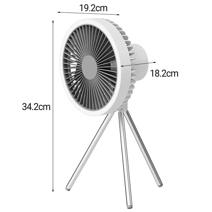 Rechargeable 10,000mAh Camping Fan with LED Lighting and Power Bank | Kalsten