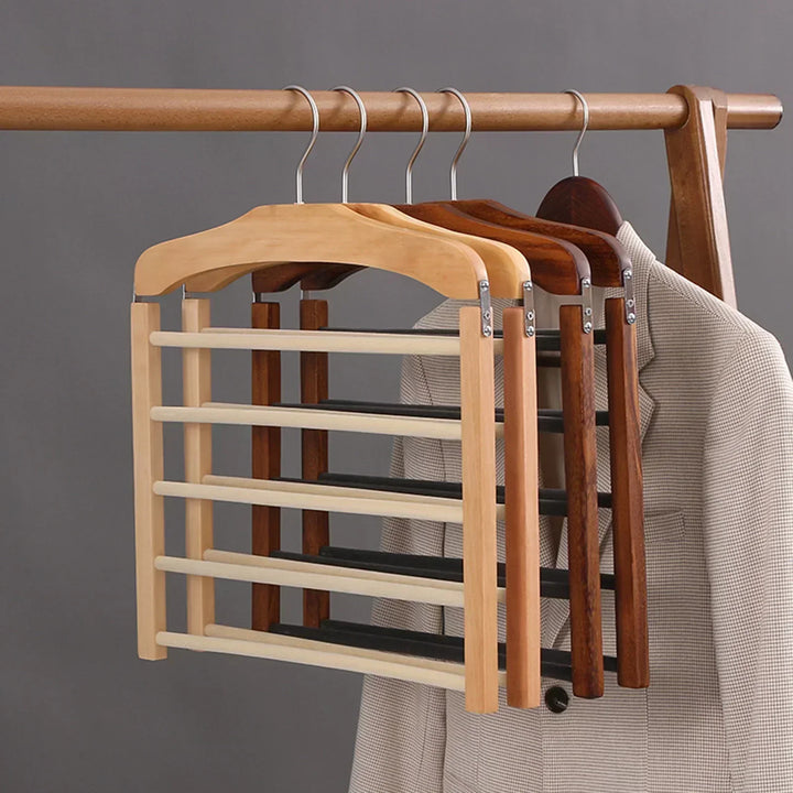 Wooden Pants Hanger with Multiple Layers for Closet Organization | Kalsten