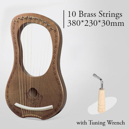 BowLift | 16 Brass String Mahogany Lyre Harp with Tone Wrench for Children, Teenager & Adults