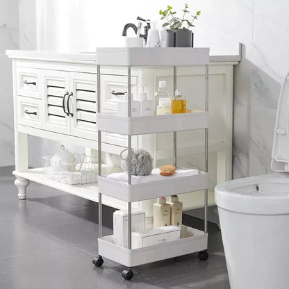 4-Tier Slim Storage Cart Kitchen Bathroom Mobile Shelf with Wheels Skanto